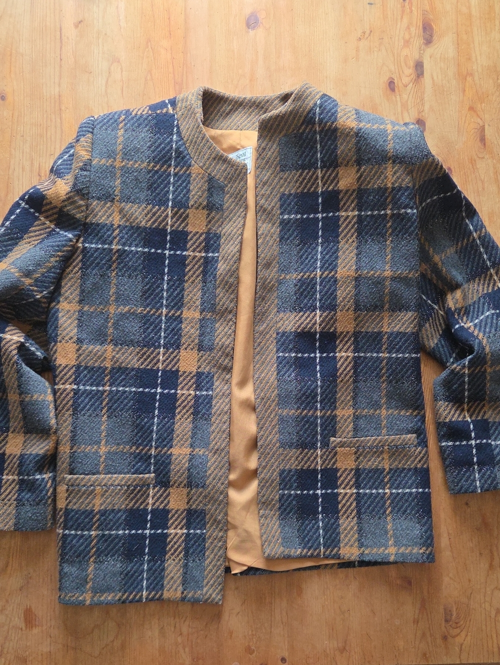 Sevil Petites Vintage Plaid Blazer Open Front Pockets Shoulder Pads 11/12 M